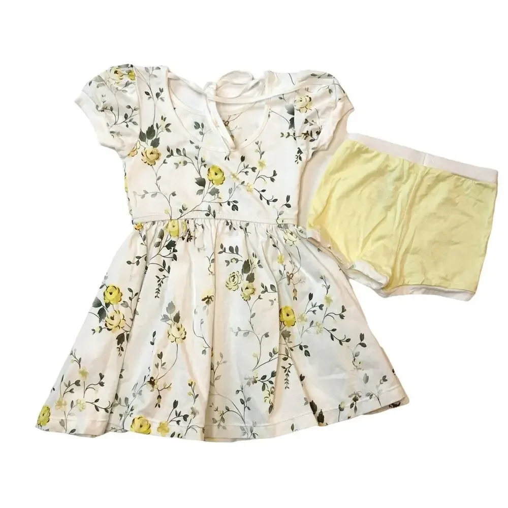Omi Jo Well Dressed Wolf Yellow Floral Billow Dress & Shorts 2Y